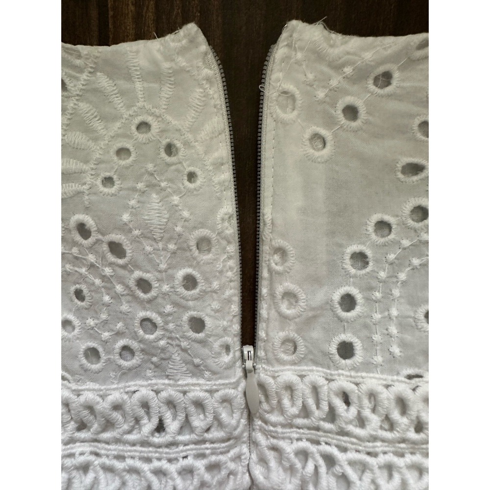 Cremieux White Sun Dress 14 Fits L A Line Knee Length Eyelet Beach Cruise Simple - Picture 5 of 9